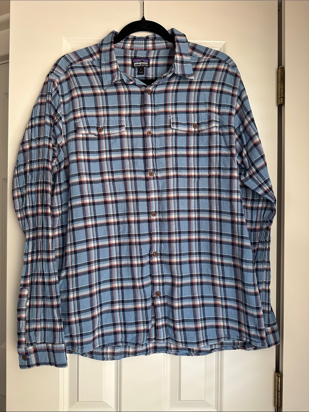 Patagonia Light Blue Plaid Flannel Shirt
